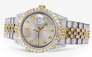 Iced Out Rolex Datejust 36 MM | Two Tone | 10 Carats of Diamonds | Grey Diamond Dial