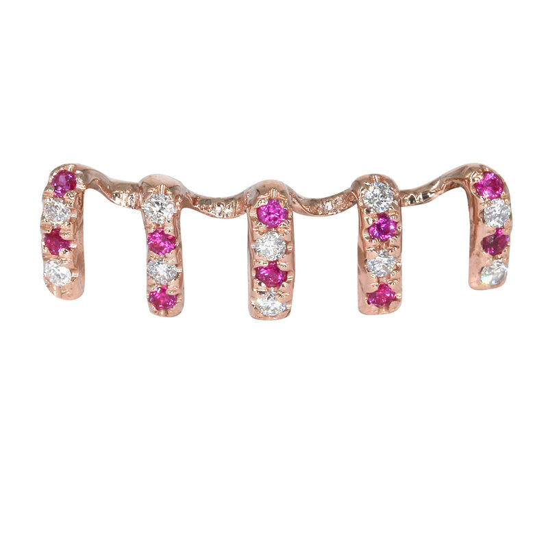 4 Teeth Diamond and Pink Sapphire Grillz