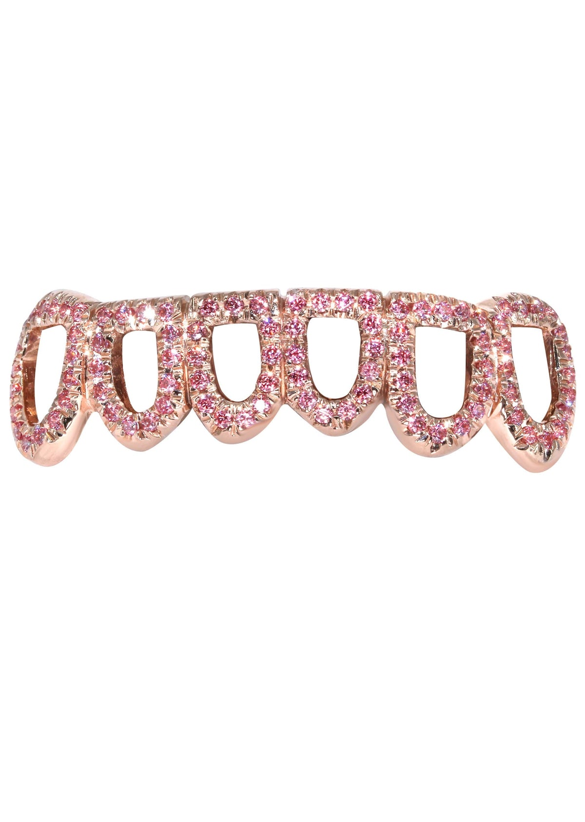 6 Teeth Diamond and Pink Sapphire Grillz