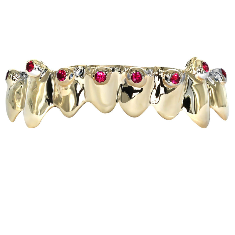 8 Teeth Diamond Ruby Grillz
