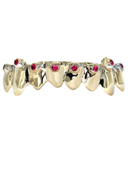 8 Teeth Diamond Ruby Grillz