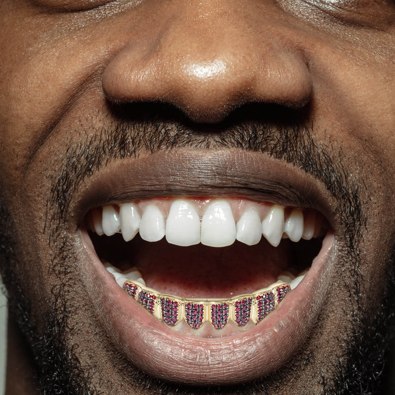 Gold 8 Teeth Ruby Grills