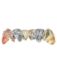 6 Teeth Diamond Tri Color Grillz Diamond Cut