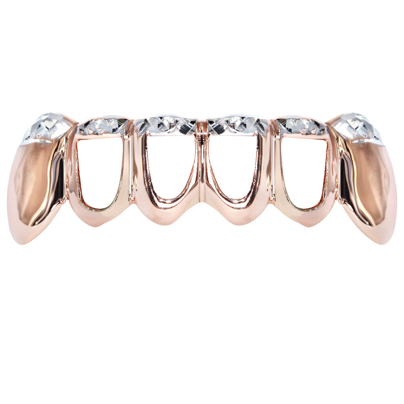 Gold 6 Teeth Two Tone Diamond Cut Grills