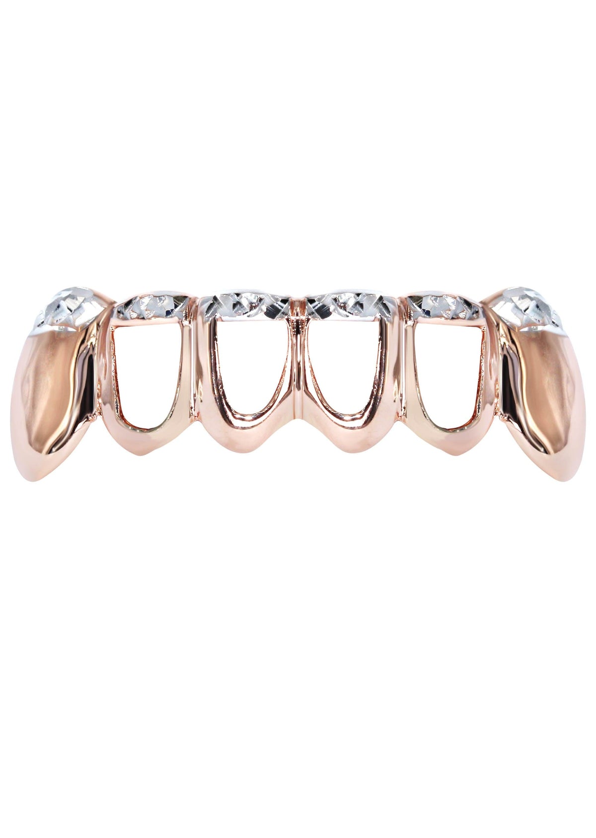 Gold 6 Teeth Two Tone Diamond Cut Grills