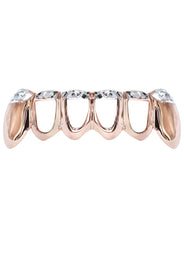 Gold 6 Teeth Two Tone Diamond Cut Grills