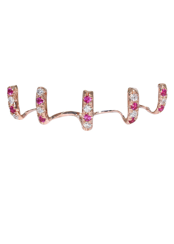 4 Teeth Diamond and Pink Sapphire Grills