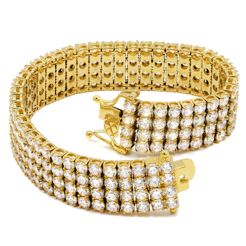 Gold Plated Four Row Tennis Bracelet