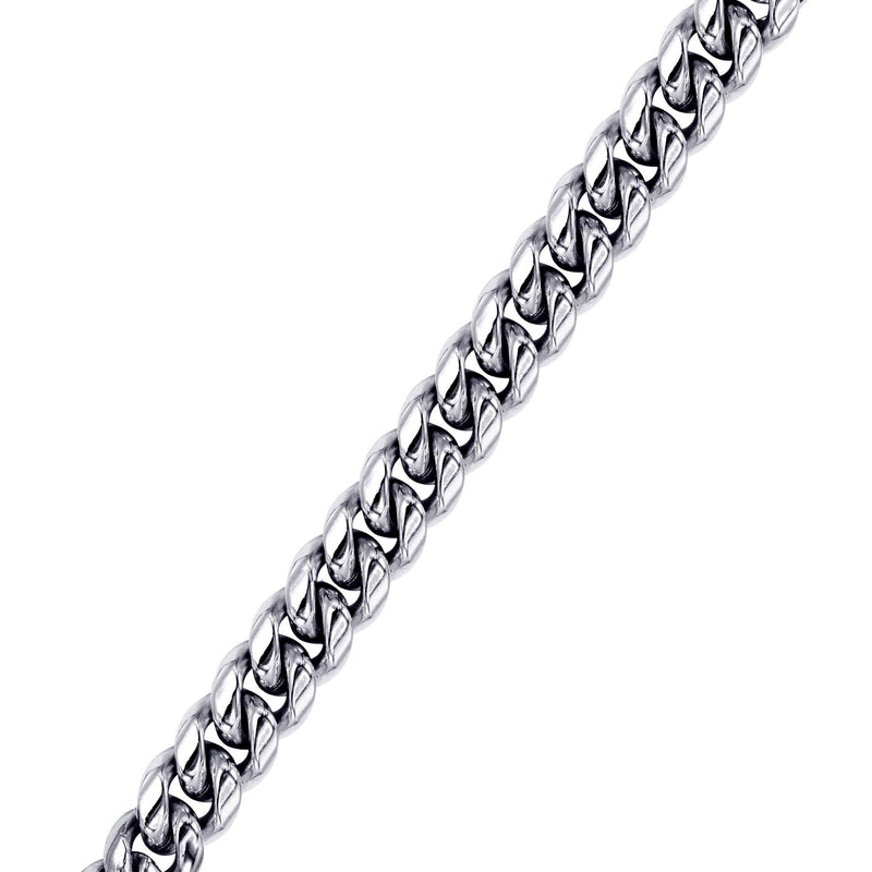 White Gold Plated Mens Solid Miami Cuban Link Bracelet