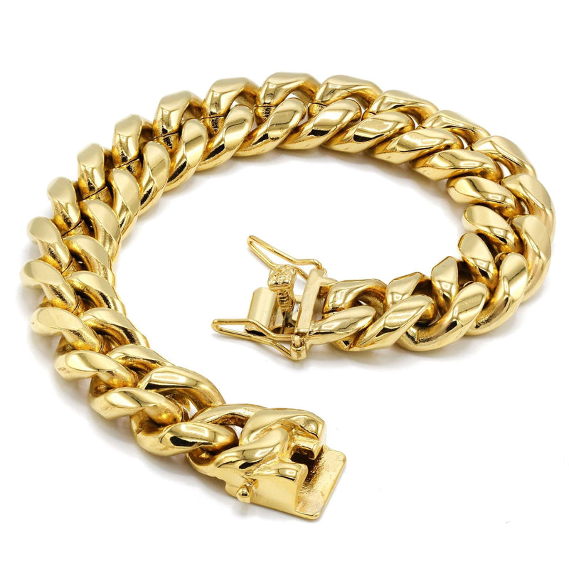14K Gold Plated Cuban Link Bracelet For Men