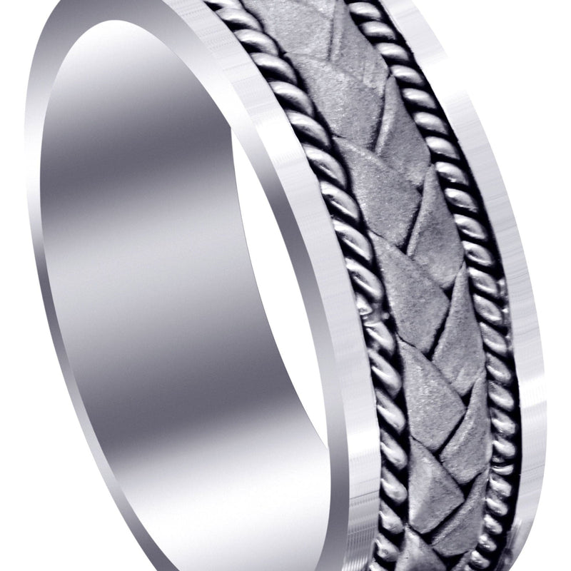 Hand Woven Mens Wedding Band | Sand Blast Finish (Jeremy)