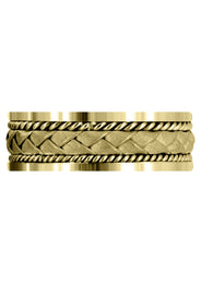 Yellow Gold Hand Woven Mens Wedding Band | Sand Blast Finish (Jeremy)