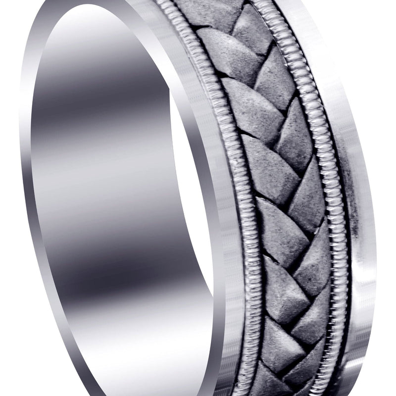 Hand Woven Mens Wedding Band | Sand Blast Finish (Bradley)