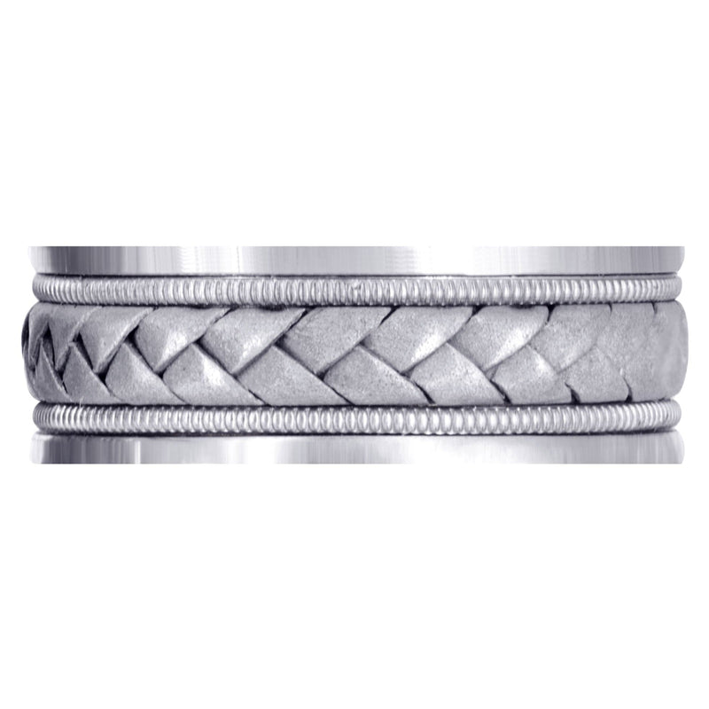 Hand Woven Mens Wedding Band | Sand Blast Finish (Bradley)