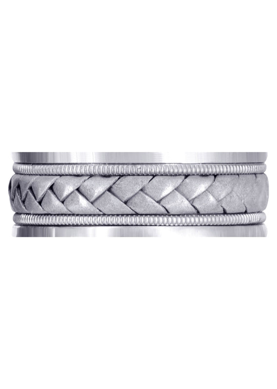 Hand Woven Mens Wedding Band | Sand Blast Finish (Bradley)