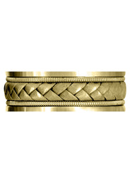 Yellow Gold Hand Woven Mens Wedding Band | Sand Blast Finish (Bradley)