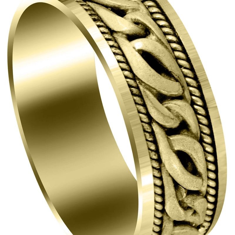 Yellow Gold Hand Woven Mens Wedding Band | Satin Finish (Colin)