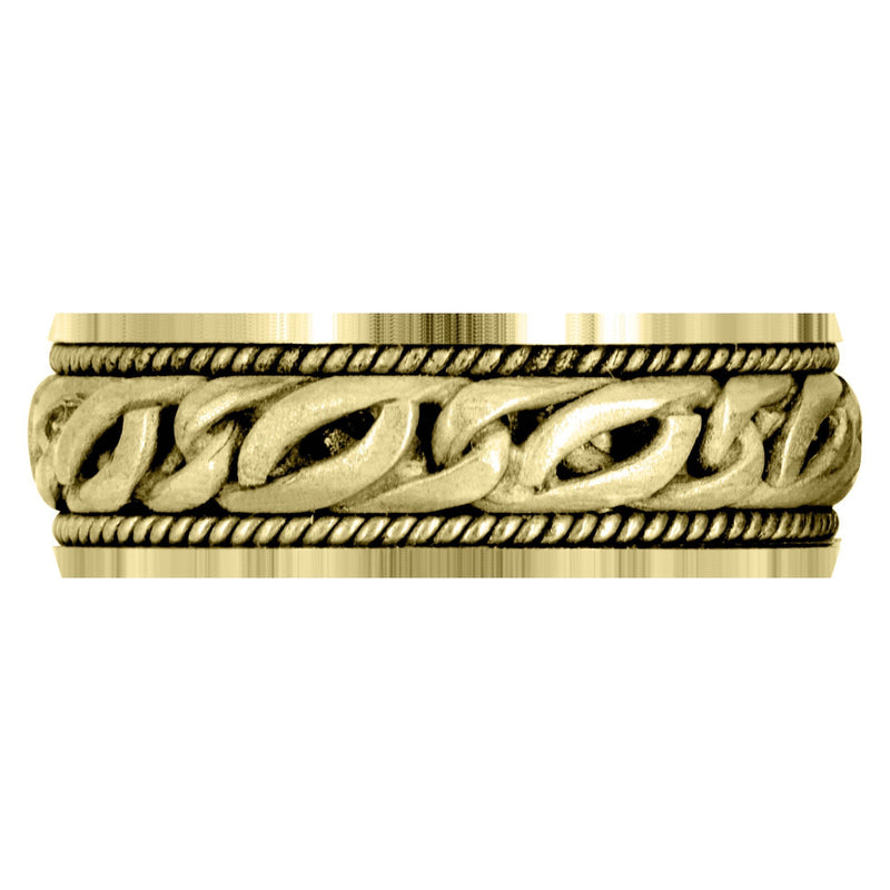 Yellow Gold Hand Woven Mens Wedding Band | Satin Finish (Colin)