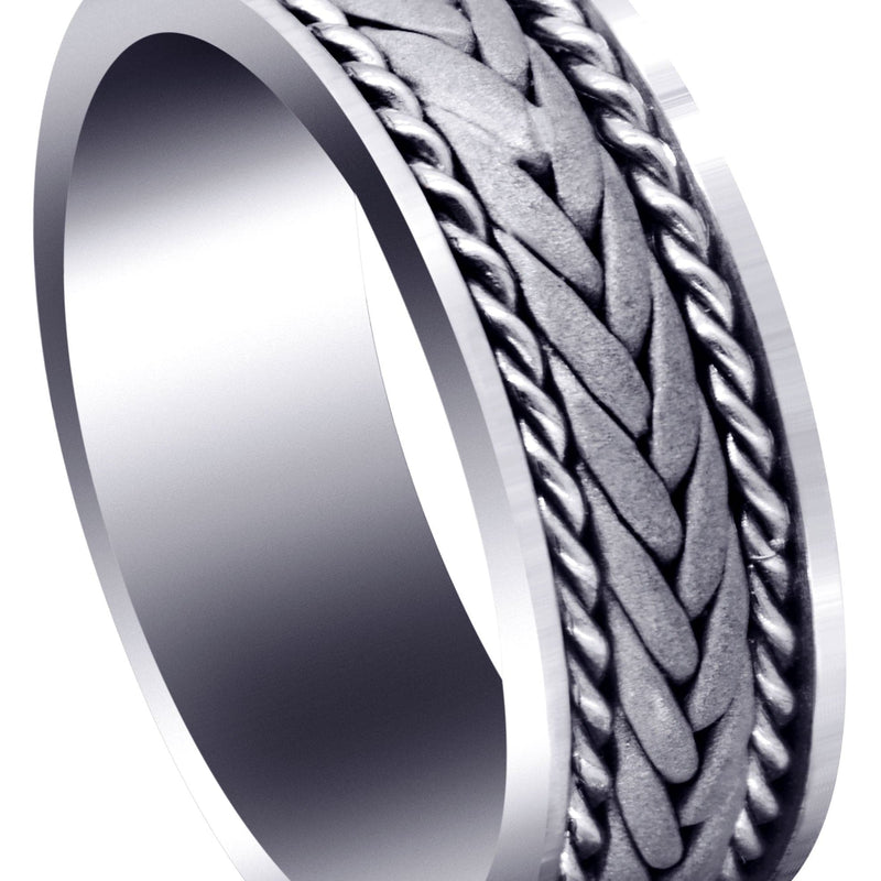 Hand Woven Unique Mens Wedding Band | Sand Blast Finish (Calvin)