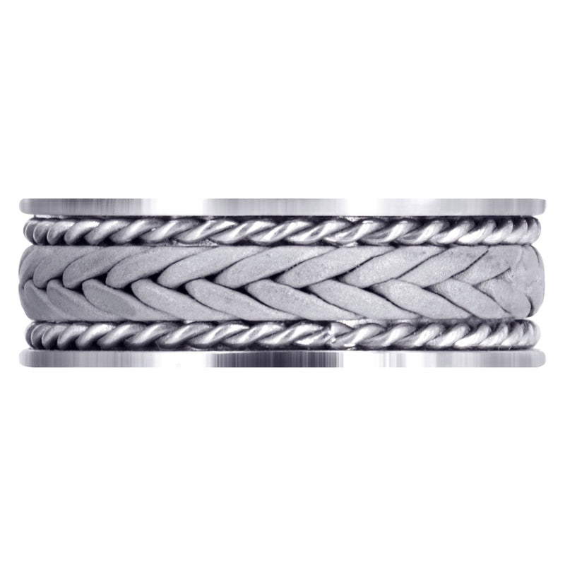 Hand Woven Unique Mens Wedding Band | Sand Blast Finish (Calvin)
