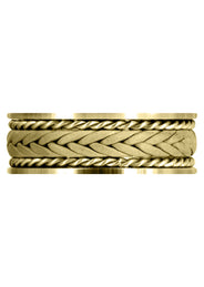 Yellow Gold Hand Woven Unique Mens Wedding Band | Sand Blast Finish (Calvin)