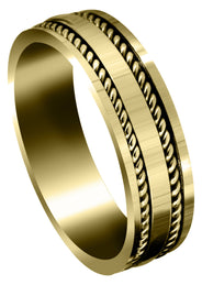 Yellow Gold Hand Woven Mens Wedding Band | High Polish Finish (Abel)
