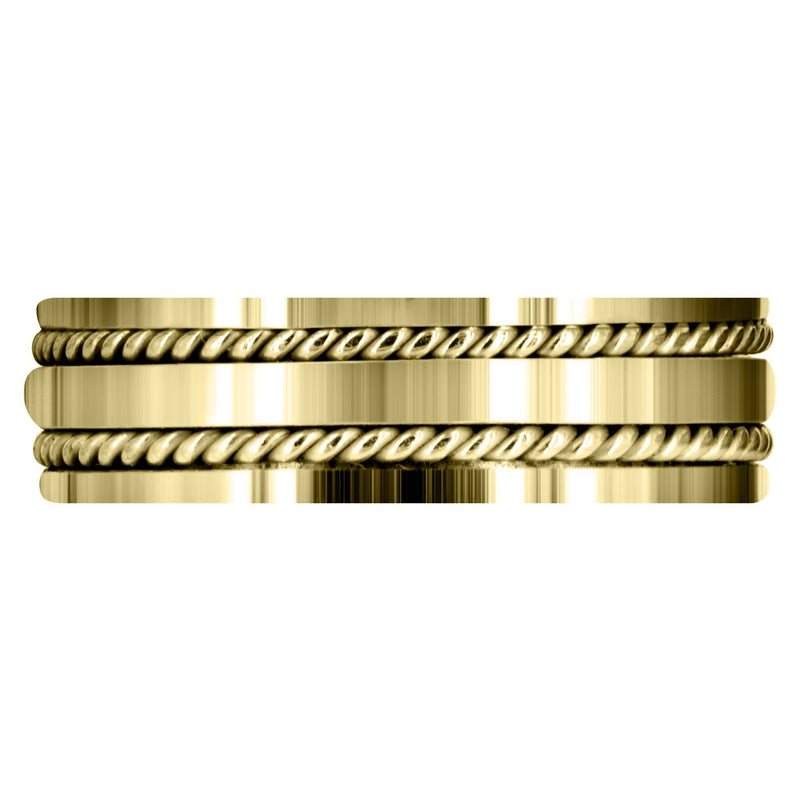 Yellow Gold Hand Woven Mens Wedding Band | High Polish Finish (Abel)