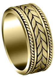 Yellow Gold Hand Woven Mens Wedding Band | Satin Finish (Diego)