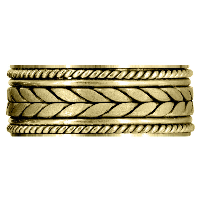 Yellow Gold Hand Woven Mens Wedding Band | Satin Finish (Diego)