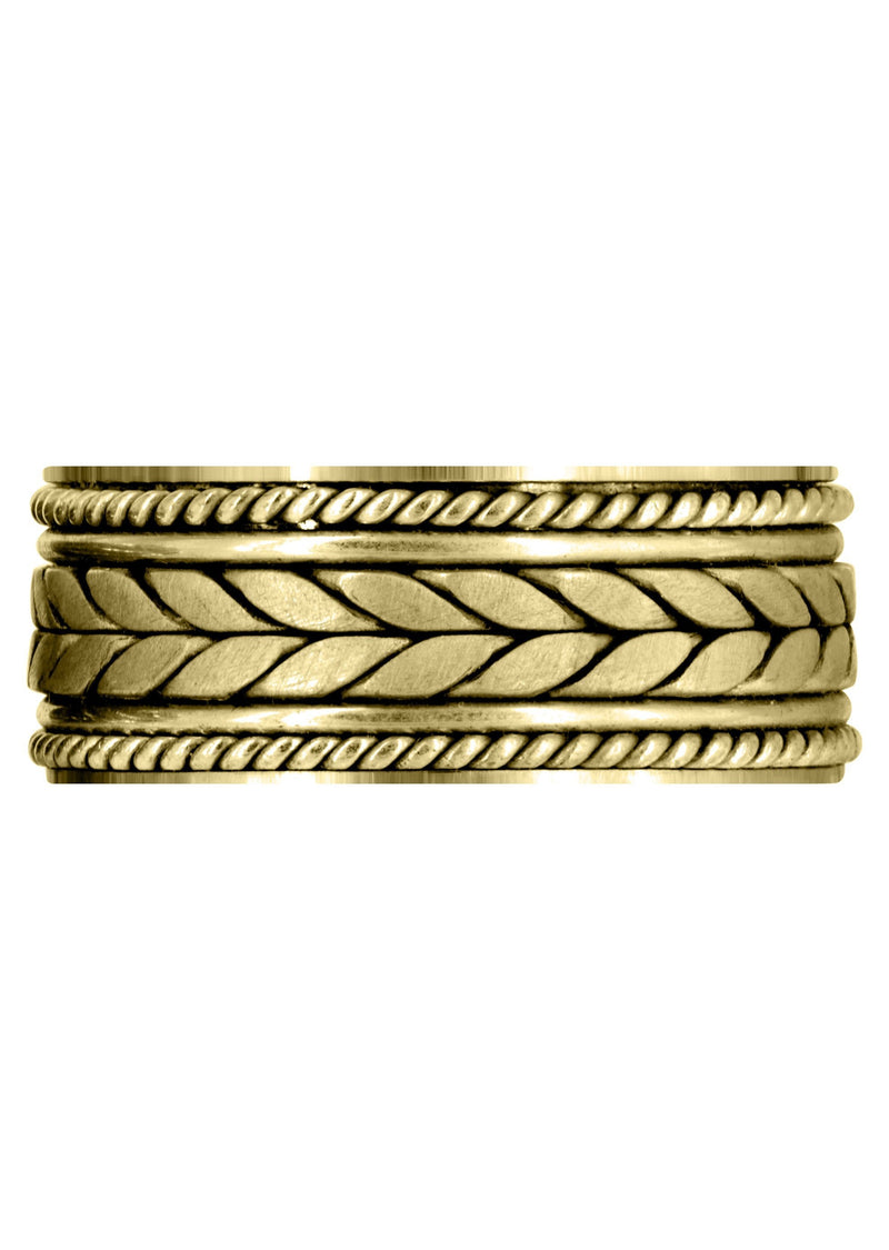 Yellow Gold Hand Woven Mens Wedding Band | Satin Finish (Diego)