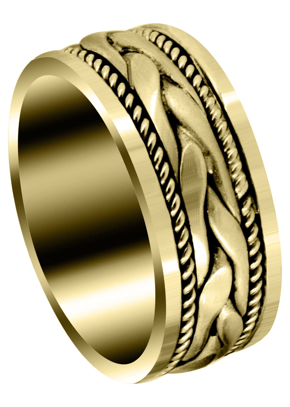 Yellow Gold Hand Woven Mens Wedding Band | Satin Finish (Preston)
