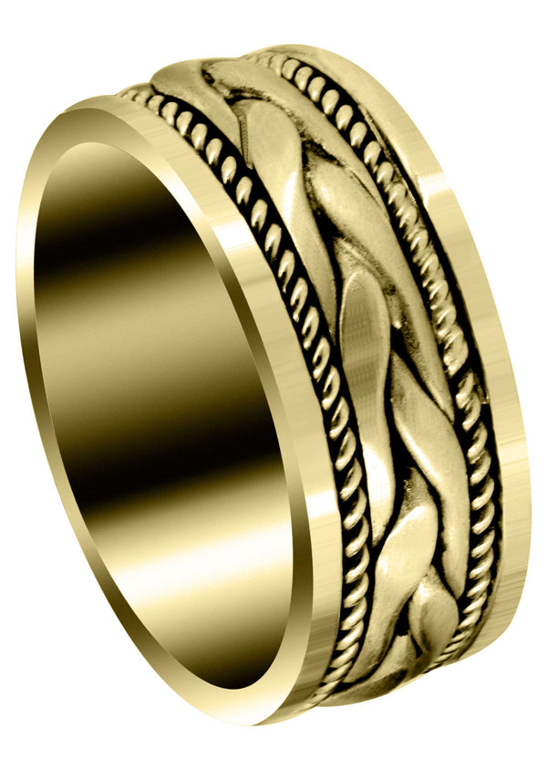 Yellow Gold Hand Woven Mens Wedding Band | Satin Finish (Preston)
