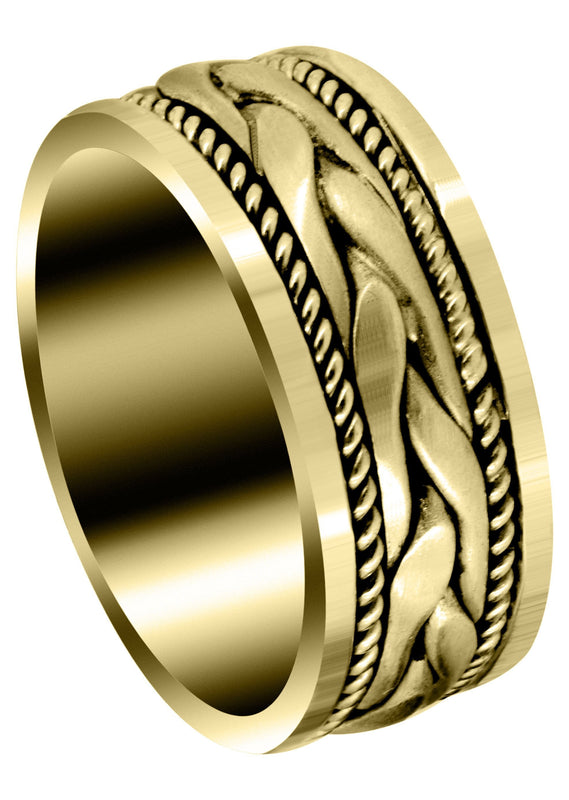 Yellow Gold Hand Woven Mens Wedding Band | Satin Finish (Preston)