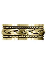 Yellow Gold Hand Woven Mens Wedding Band | Satin Finish (Preston)