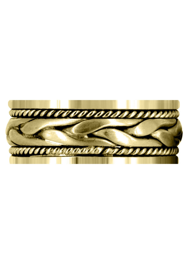Yellow Gold Hand Woven Mens Wedding Band | Satin Finish (Preston)