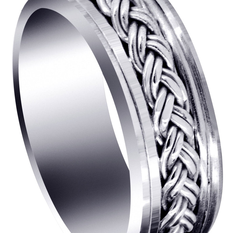 Hand Woven Unique Mens Wedding Band | High Polish Finish (Marcus)