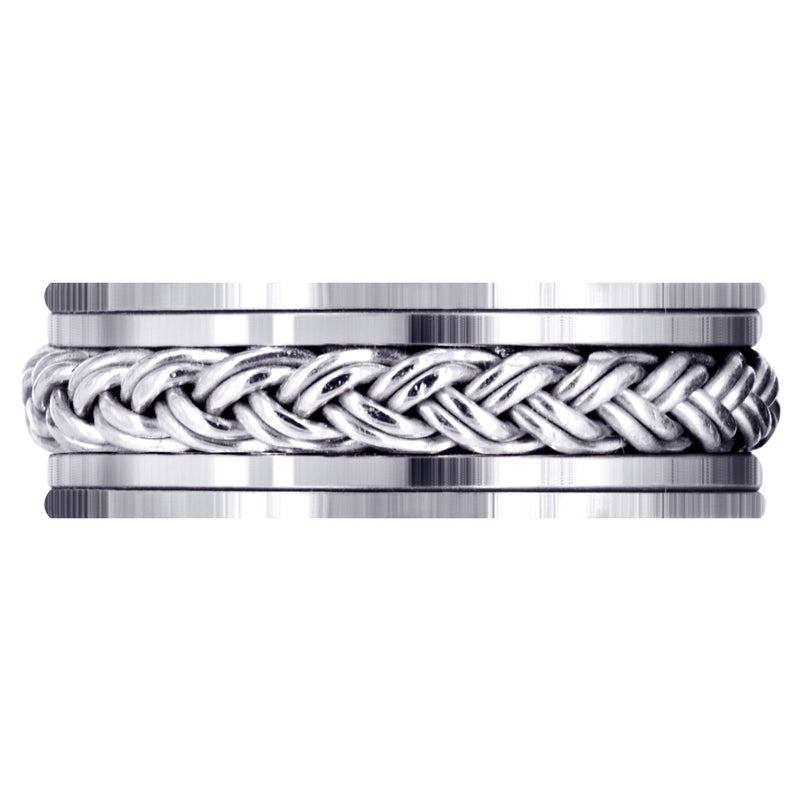 Hand Woven Unique Mens Wedding Band | High Polish Finish (Marcus)