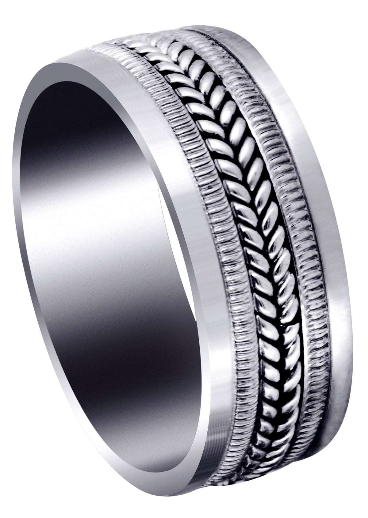 Hand Woven Mens Wedding Band | High Polish Finish (Alan)