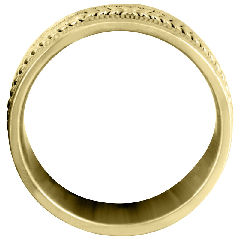 Yellow Gold Hand Woven Mens Wedding Band | High Polish Finish (Alan)