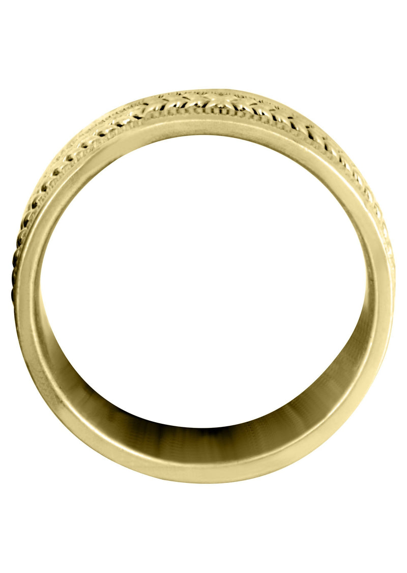 Yellow Gold Hand Woven Mens Wedding Band | High Polish Finish (Alan)