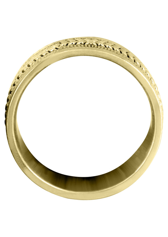 Yellow Gold Hand Woven Mens Wedding Band | High Polish Finish (Alan)