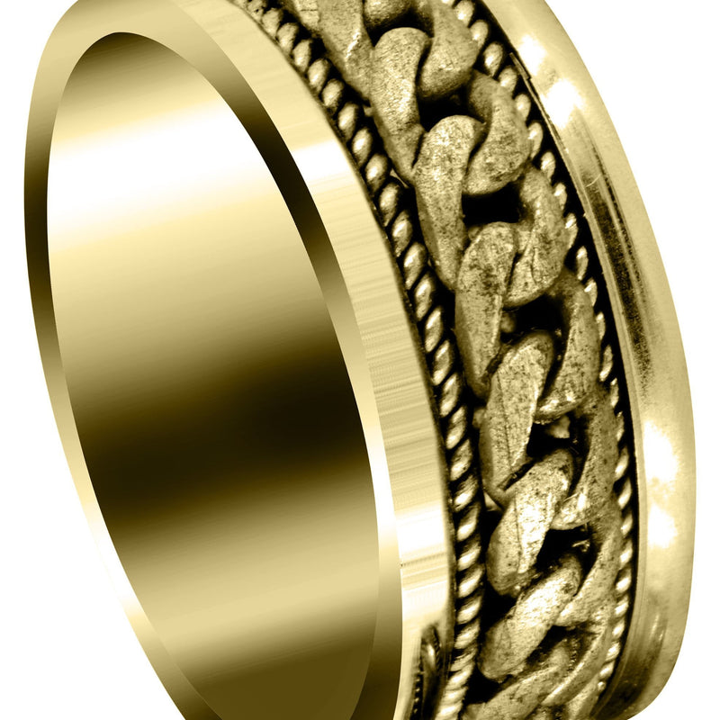 Yellow Gold Hand Woven Mens Wedding Band | Sand Blast Finish (Axel)