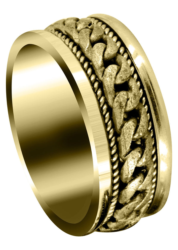 Yellow Gold Hand Woven Mens Wedding Band | Sand Blast Finish (Axel)