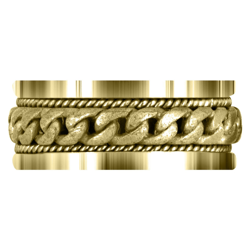 Yellow Gold Hand Woven Mens Wedding Band | Sand Blast Finish (Axel)