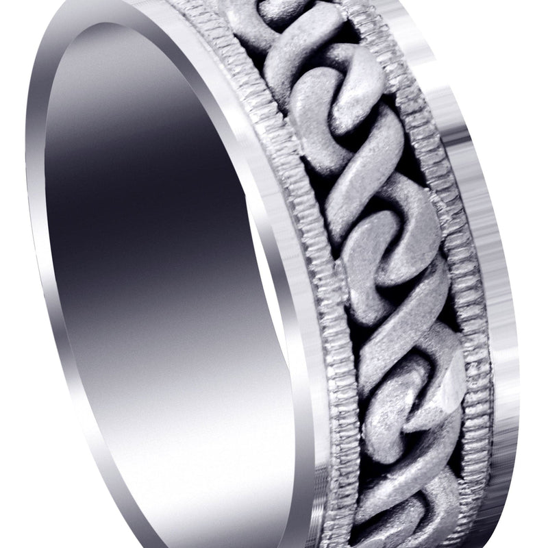 Hand Woven Mens Wedding Band | Sand Blast Finish (Braxton)
