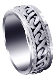 Hand Woven Mens Wedding Band | Sand Blast Finish (Braxton)