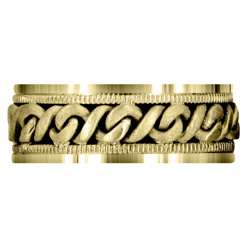 Yellow Gold Hand Woven Mens Wedding Band | Sand Blast Finish (Braxton)