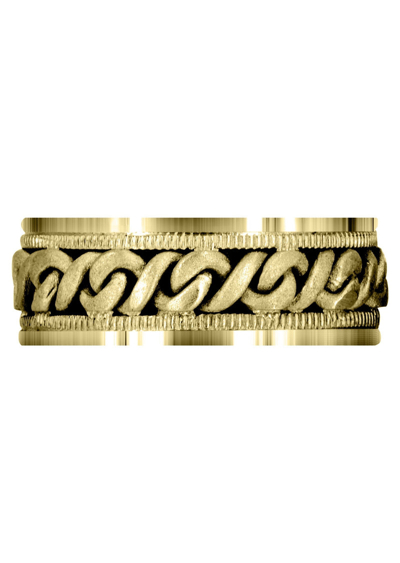 Yellow Gold Hand Woven Mens Wedding Band | Sand Blast Finish (Braxton)