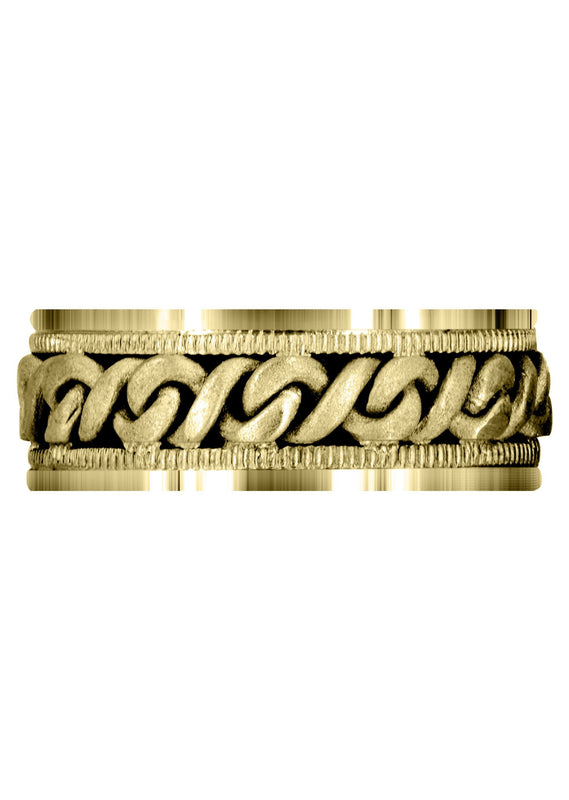 Yellow Gold Hand Woven Mens Wedding Band | Sand Blast Finish (Braxton)