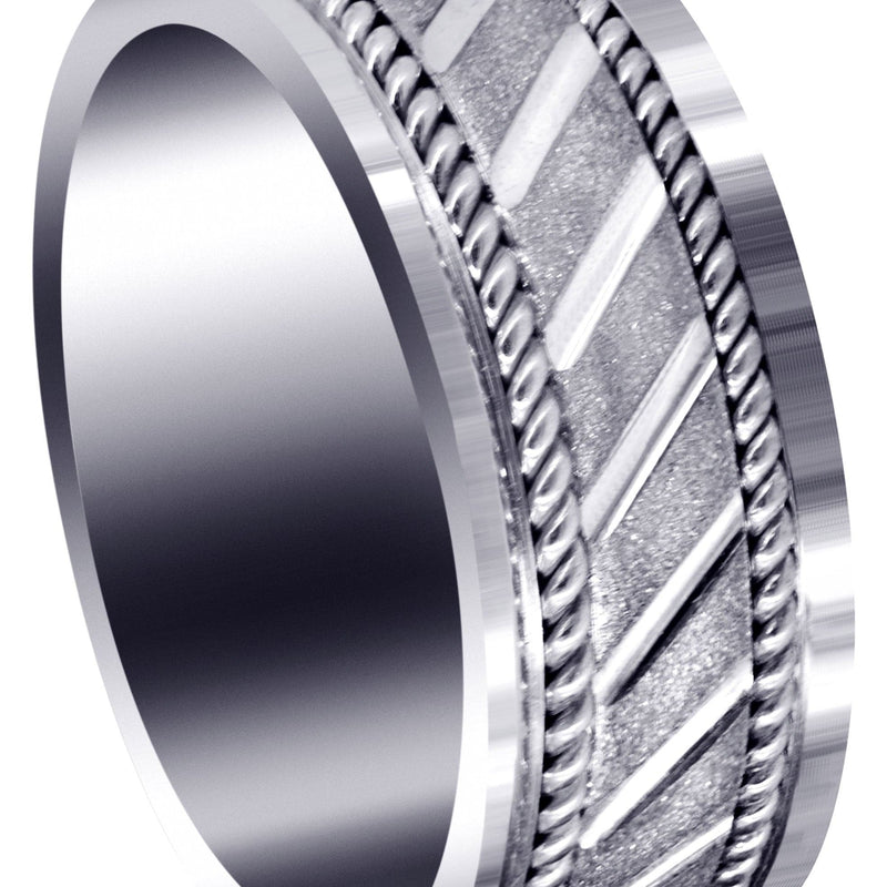 Contemporary Mens Wedding Band | Stone Finish (Brantley)